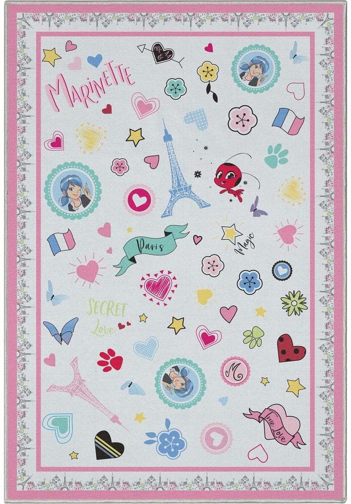 Well Woven Miraculous Ladybug Ivory Multi 3 ft. 3 in. x 5 ft. Paris Border Area Rug