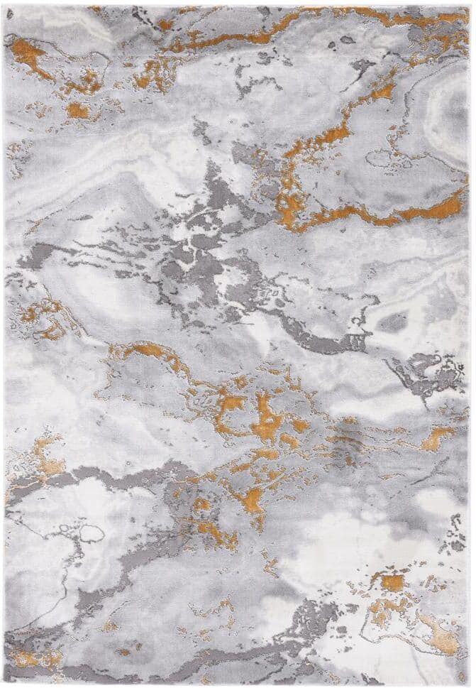 SAFAVIEH Craft Gray/Yellow 4 ft. x 6 ft. Marbled Abstract Area Rug