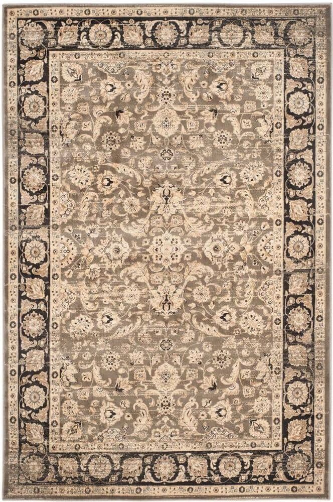 SAFAVIEH Vintage Taupe/Black 4 ft. x 6 ft. Antique Floral Area Rug