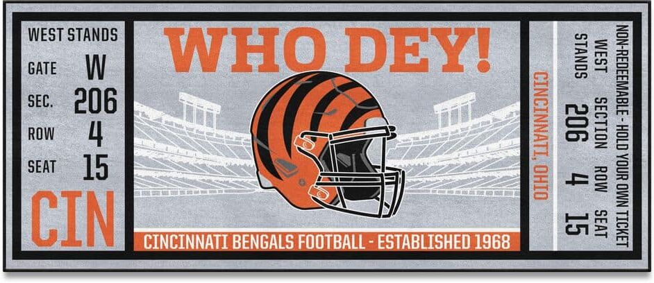 FANMATS NFL - Cincinnati Bengals 30 in. x 72 in. Indoor Ticket Runner Rug