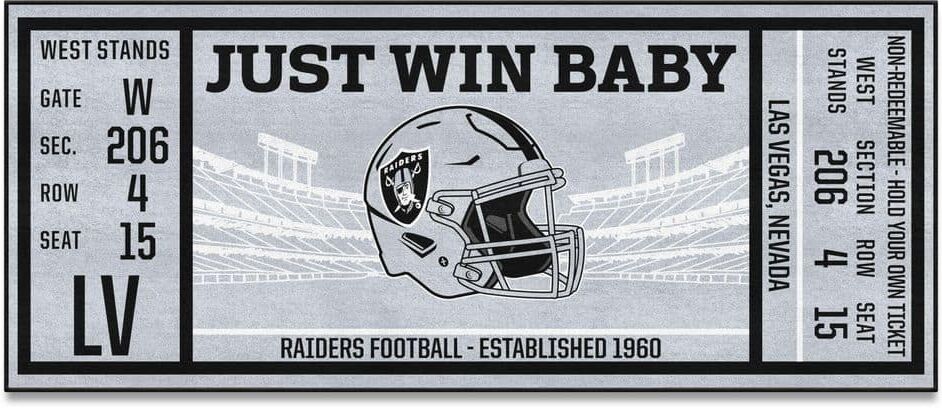 FANMATS NFL - Las Vegas Raiders 30 in. x 72 in. Indoor Ticket Runner Rug