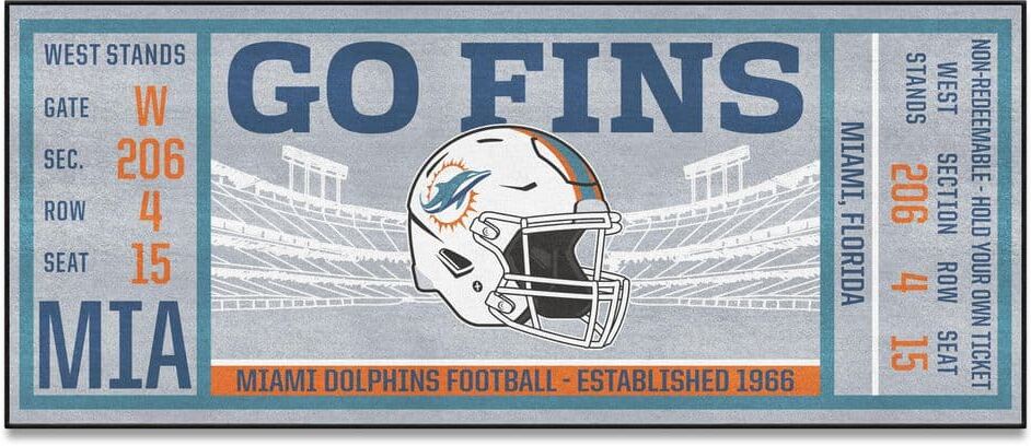 FANMATS NFL - Miami Dolphins 30 in. x 72 in. Indoor Ticket Runner Rug