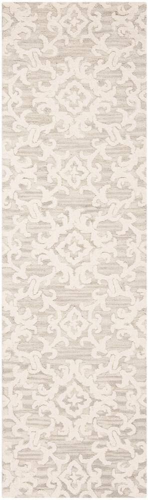 SAFAVIEH Blossom Gray/Ivory 2 ft. x 8 ft. Floral Antique Runner Rug