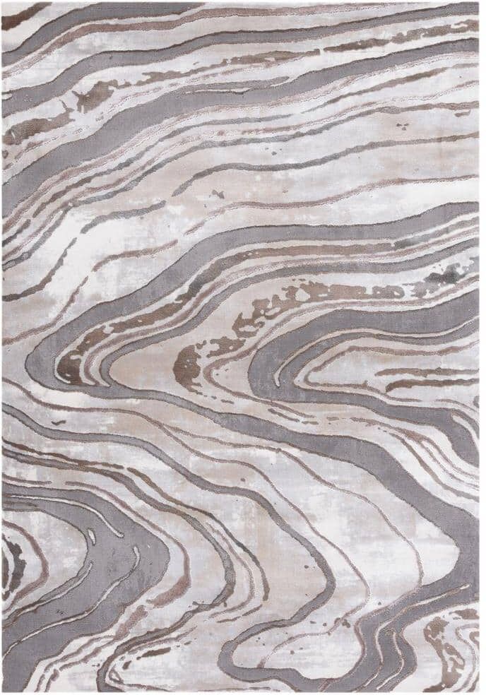 SAFAVIEH Craft Gray/Brown 7 ft. x 7 ft. Marbled Abstract Square Area Rug