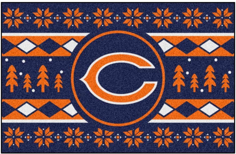 FANMATS Chicago Bears Holiday Sweater Navy 1.5 ft. x 2.5 ft. Starter Area Rug