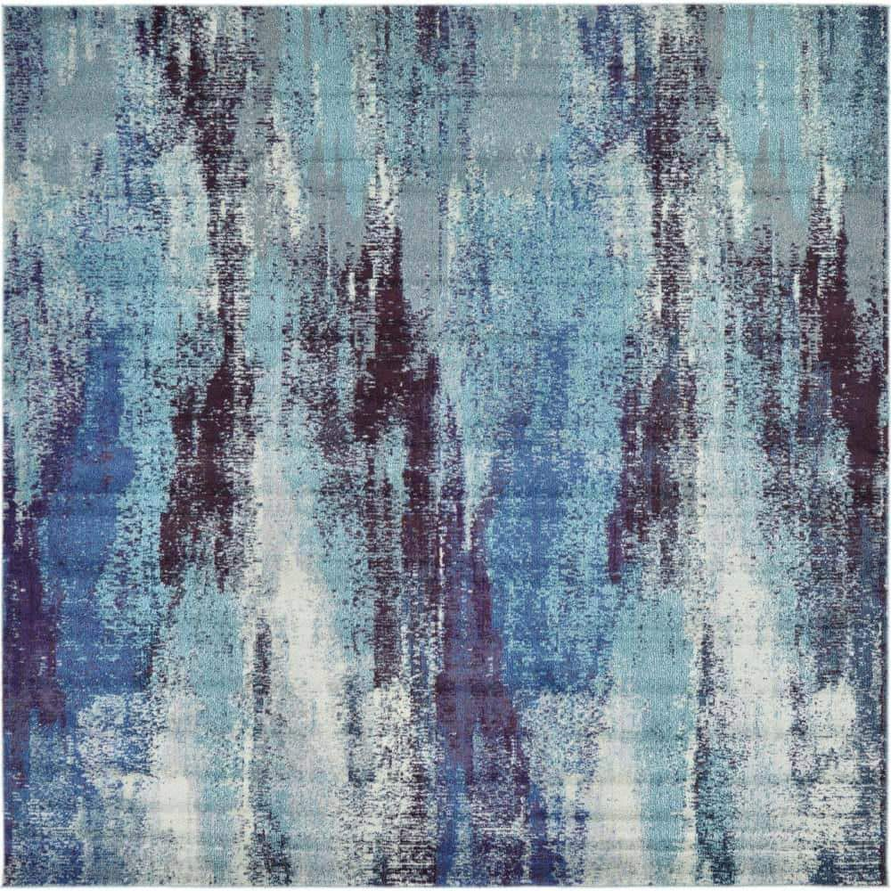 Unique Jardin Lilly Blue 8' 0 x 8' 0 Square Rug