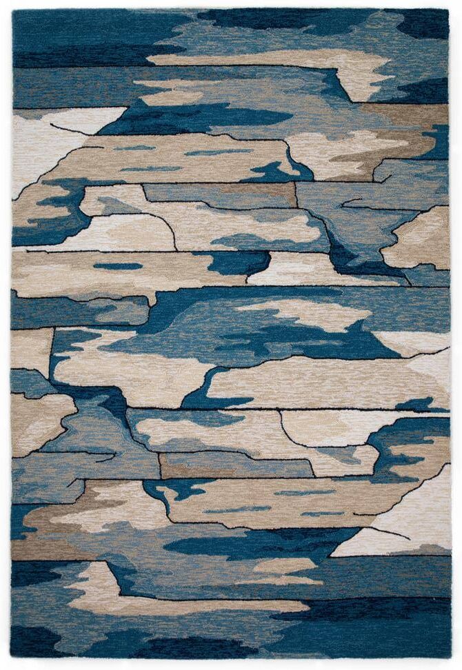 MILLERTON HOME Arlo Blue 2 ft. x 3 ft. Abstract and Modern Hand-Made Indoor/Outdoor Area Rug