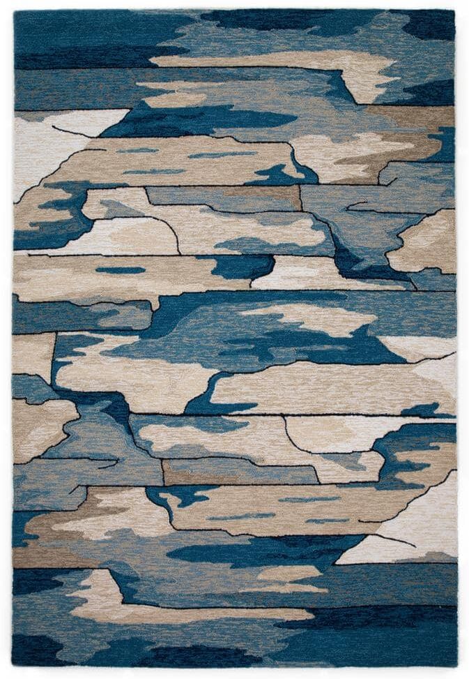 MILLERTON HOME Arlo Blue 3 ft. x 5 ft. Abstract and Modern Hand-Made Indoor/Outdoor Area Rug