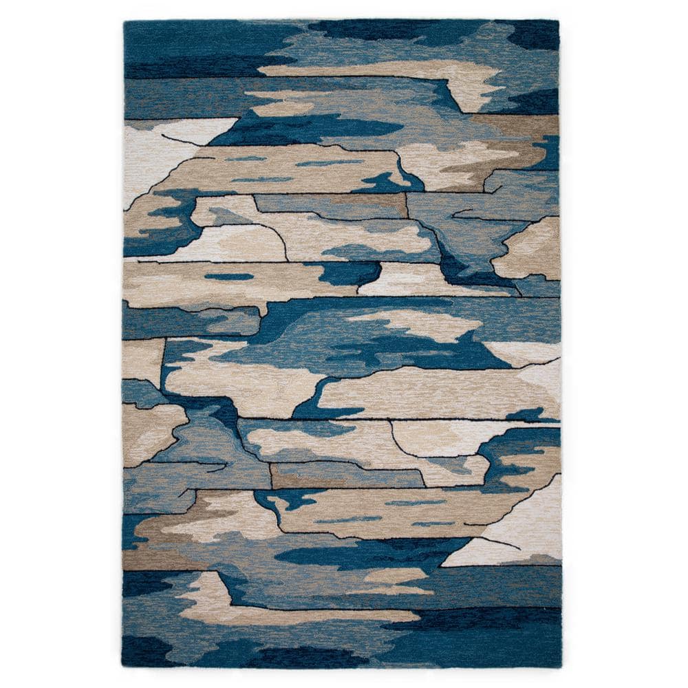 MILLERTON HOME Arlo Blue 8 ft. x 10 ft. Abstract and Modern Hand-Made Indoor/Outdoor Area Rug