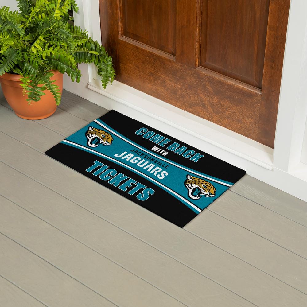 Evergreen Jacksonville Jaguars 28 in. x 16 in. PVC "Come Back With Tickets" Trapper Door Mat