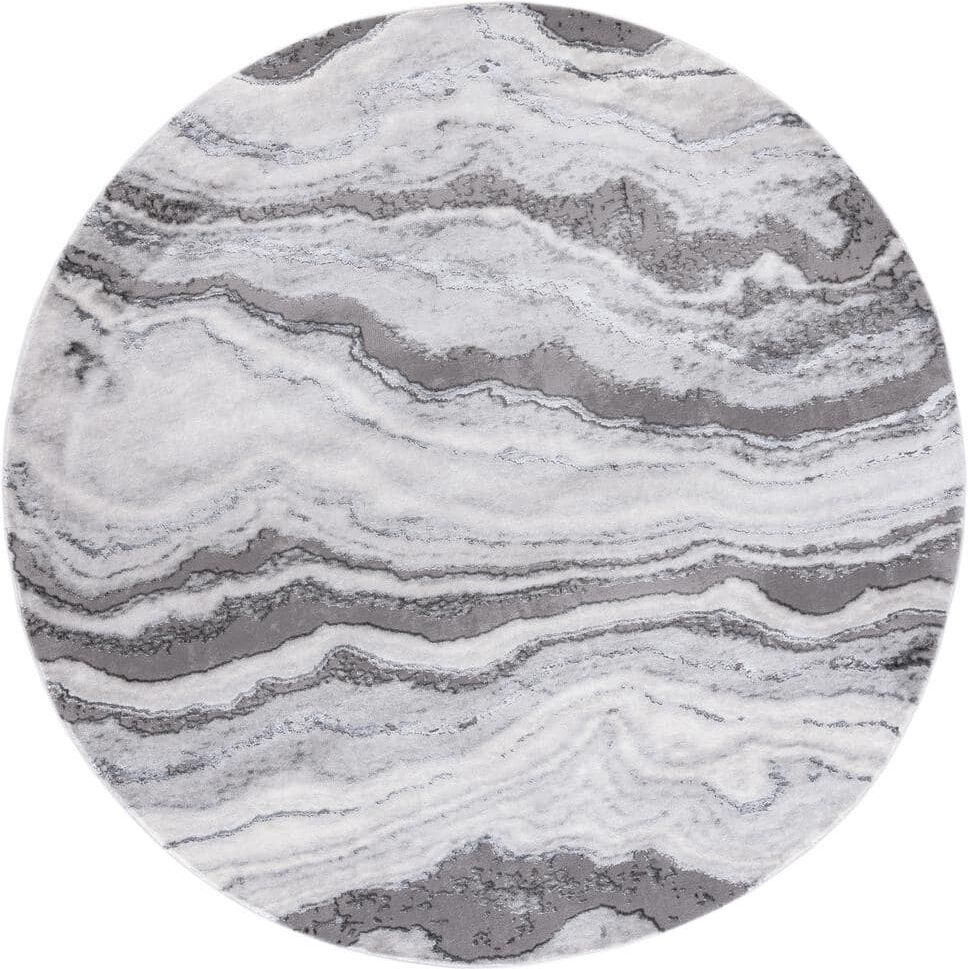 SAFAVIEH Craft Gray 7 ft. x 7 ft. Marbled Abstract Round Area Rug