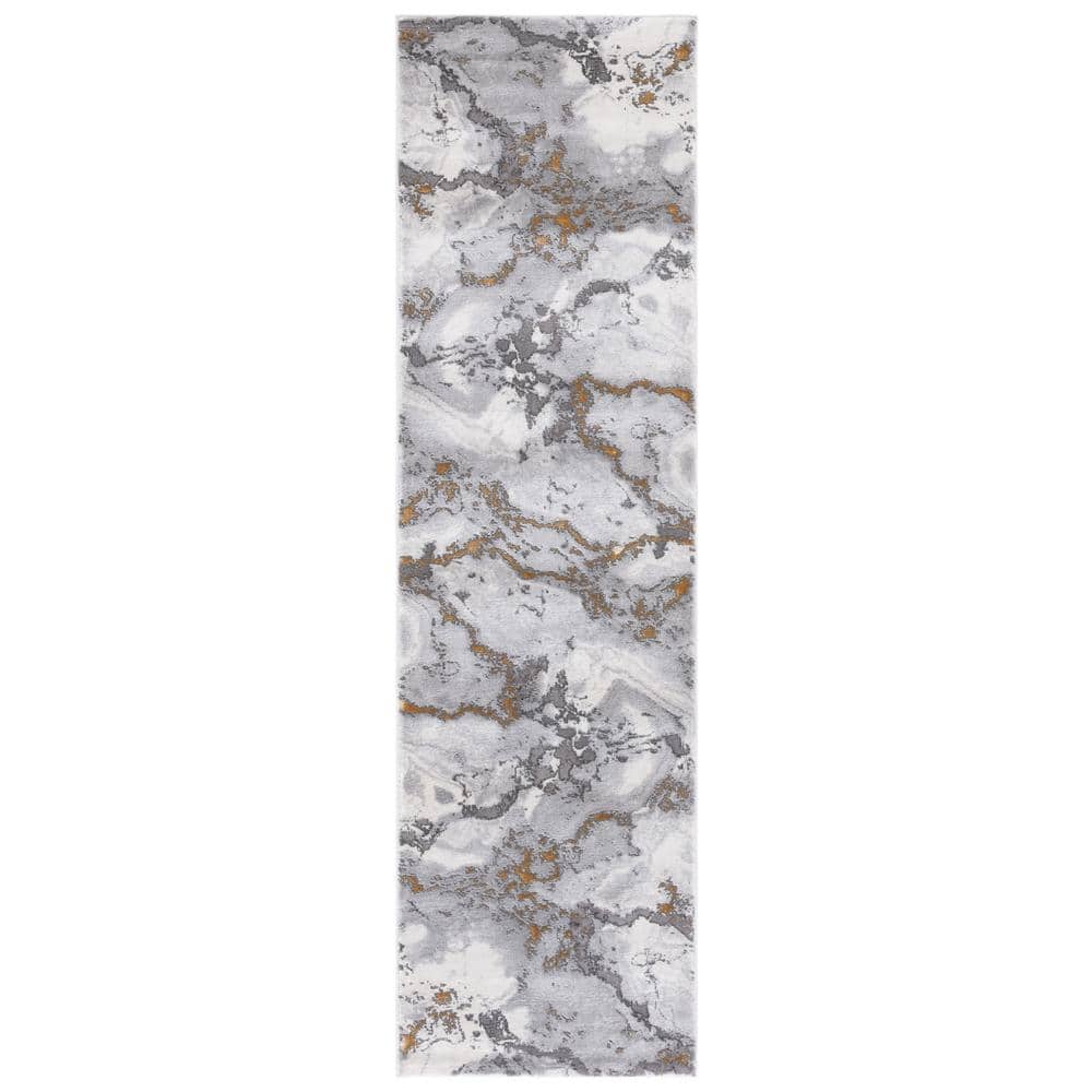 SAFAVIEH Craft Gray/Yellow 2 ft. x 10 ft. Marbled Abstract Runner Rug