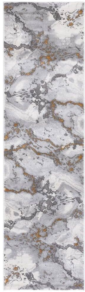 SAFAVIEH Craft Gray/Yellow 2 ft. x 8 ft. Marbled Abstract Runner Rug