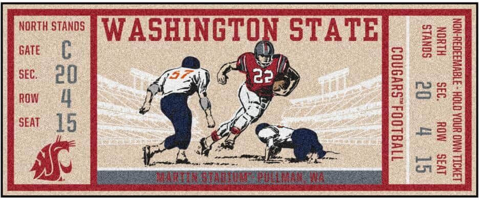 FANMATS NCAA Washington State University 30 in. x 72 in. Indoor Ticket Runner Rug