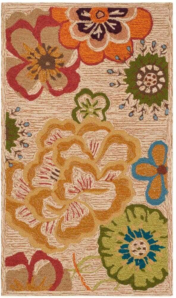 SAFAVIEH Four Seasons Beige/Red 2 ft. x 4 ft. Floral Area Rug