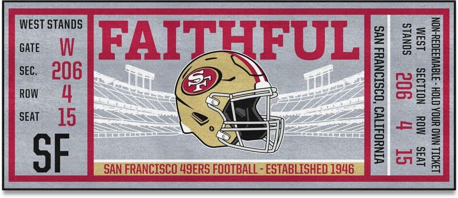 FANMATS NFL - San Francisco 49ers 30 in. x 72 in. Indoor Ticket Runner Rug