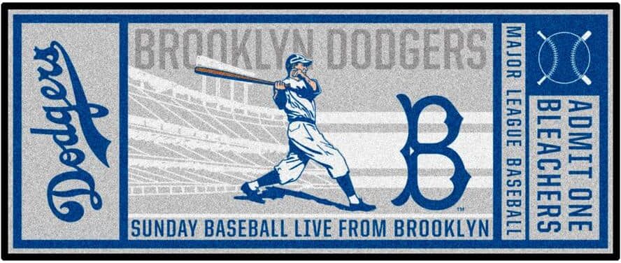 FANMATS Brooklyn Dodgers Gray 2 ft. 6 in. x 6 ft. Ticket Runner Rug