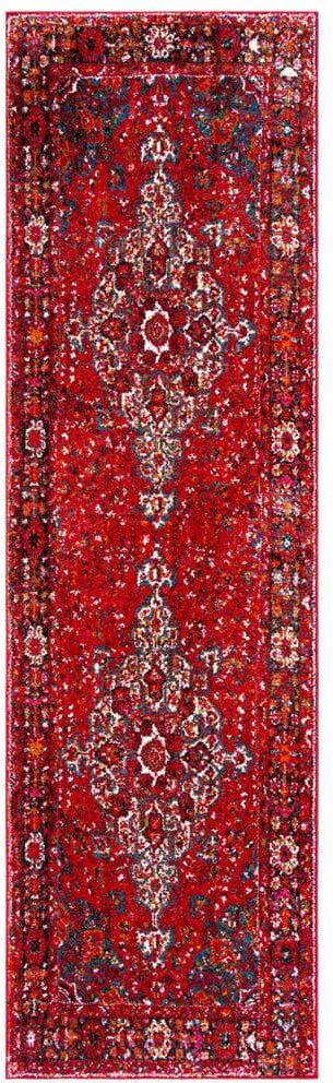 SAFAVIEH Vintage Hamadan Red/Multi 2 ft. x 12 ft. Medallion Antique Border Runner Rug