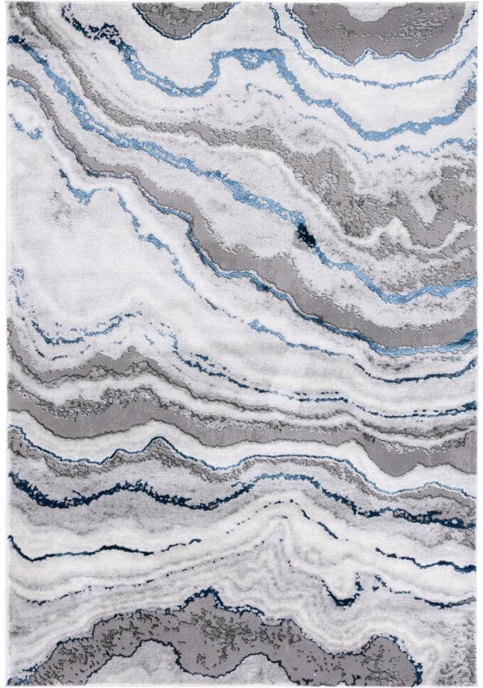 SAFAVIEH Craft Gray/Blue 3 ft. x 5 ft. Marbled Abstract Area Rug