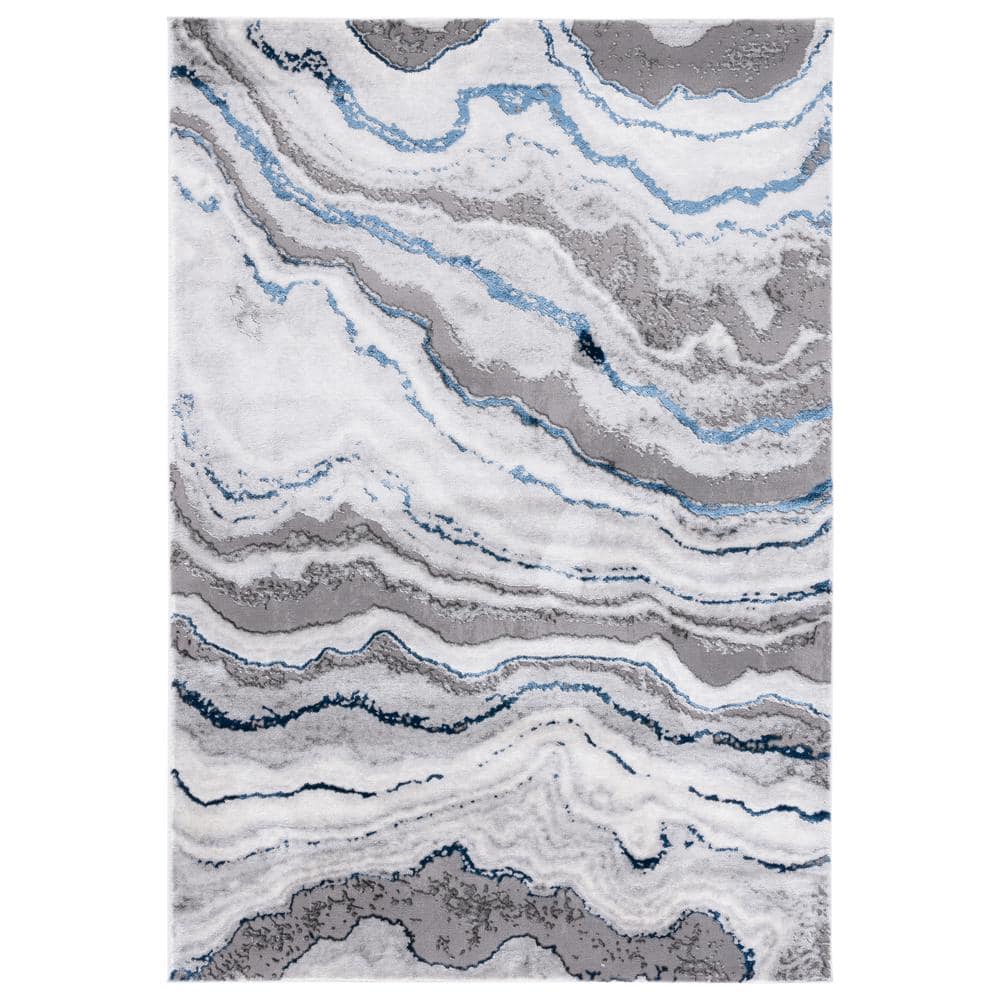 SAFAVIEH Craft Gray/Blue 9 ft. x 12 ft. Marbled Abstract Area Rug