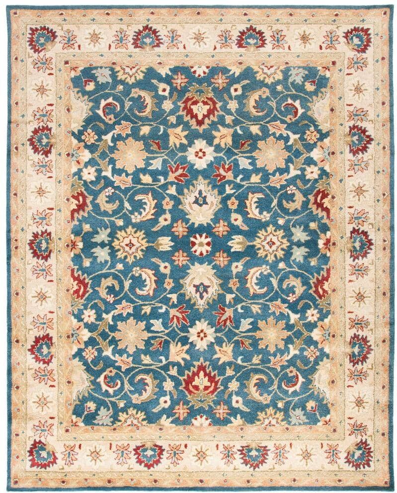 SAFAVIEH Antiquity Blue/Beige 8 ft. x 11 ft. Border Antique Area Rug