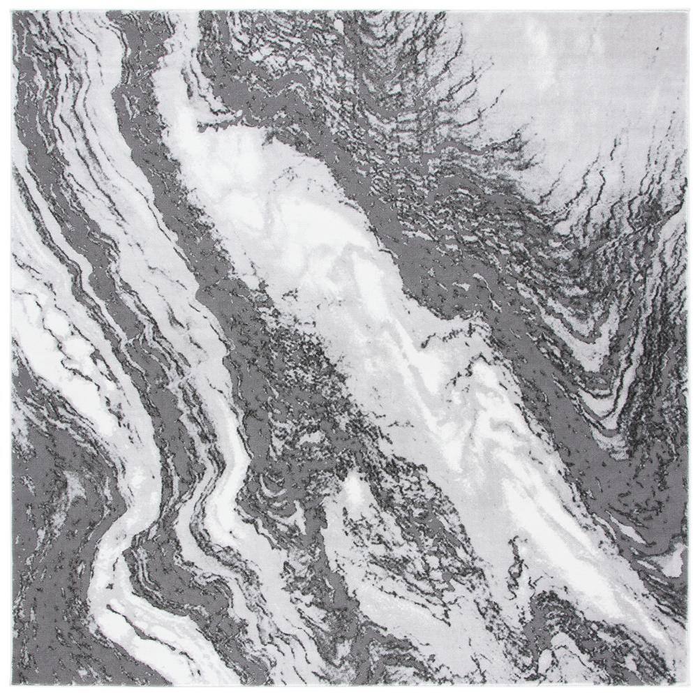 SAFAVIEH Craft Light Gray/Gray 7 ft. x 7 ft. Marbled Abstract Square Area Rug