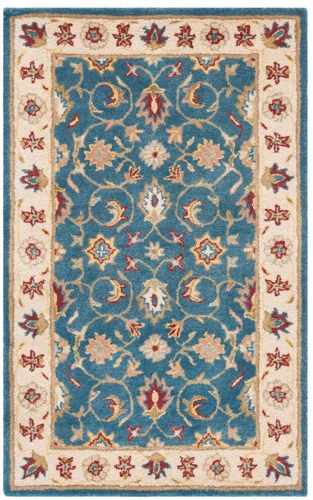 SAFAVIEH Antiquity Blue/Beige 2 ft. x 4 ft. Border Antique Area Rug