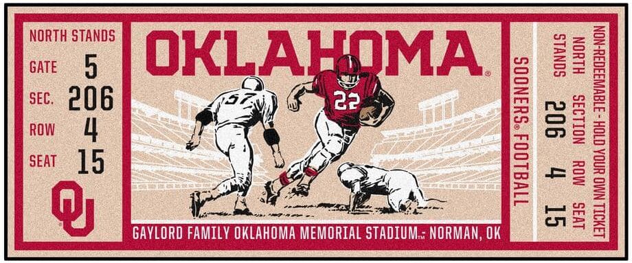 FANMATS NCAA University of Oklahoma 30 in. x 72 in. Indoor Ticket Runner Rug