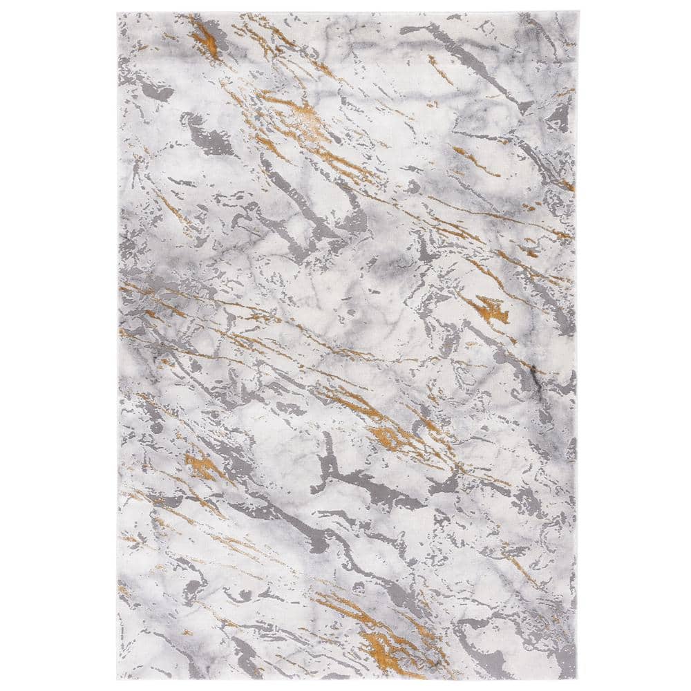 SAFAVIEH Craft Gray/Yellow 9 ft. x 12 ft. Abstract Marble Area Rug