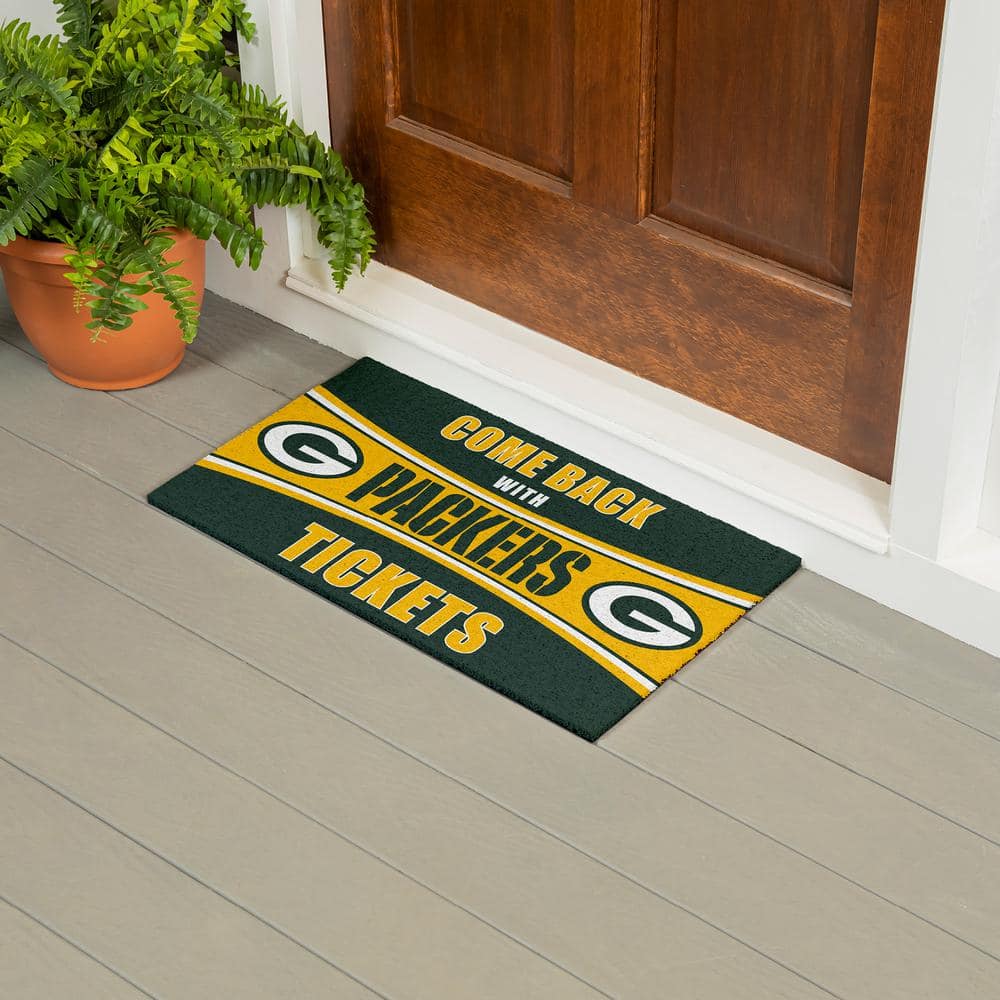 Evergreen Green Bay Packers 28 in. x 16 in. PVC "Come Back With Tickets" Trapper Door Mat