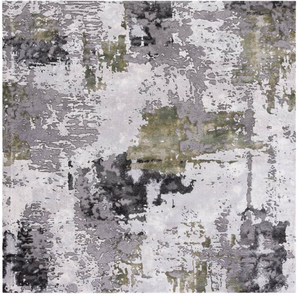 SAFAVIEH Craft Gray/Green 4 ft. x 4 ft. Gradient Abstract Square Area Rug