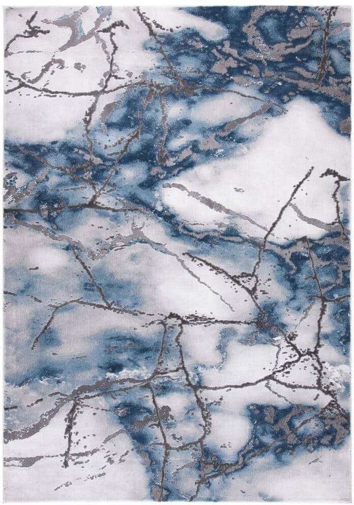 SAFAVIEH Craft Gray/Blue 4 ft. x 6 ft. Distressed Abstract Area Rug