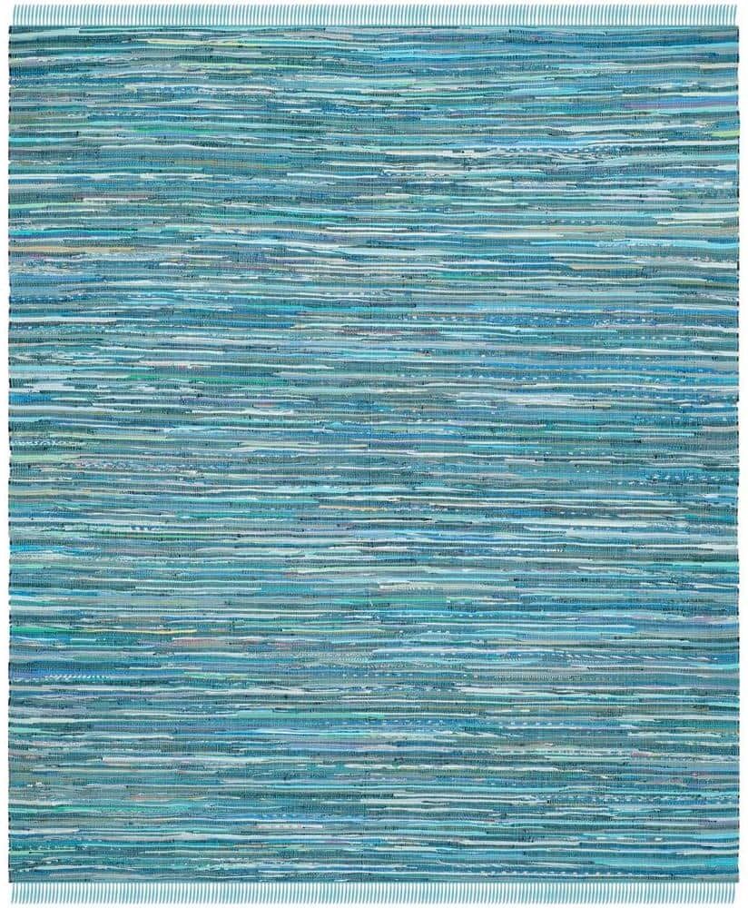 SAFAVIEH Rag Rug Blue/Multi 8 ft. x 10 ft. Gradient Striped Area Rug