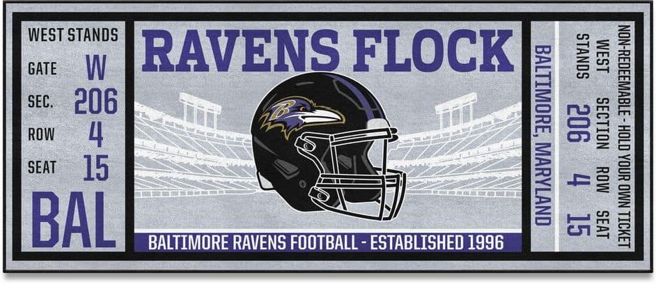 FANMATS NFL - Baltimore Ravens 30 in. x 72 in. Indoor Ticket Runner Rug