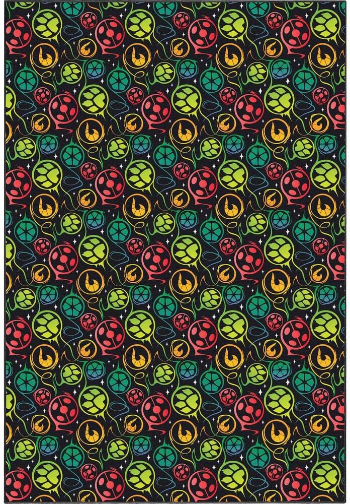 Well Woven Miraculous Ladybug Repeat Badges Black 6 ft. x 9 ft. Area Rug