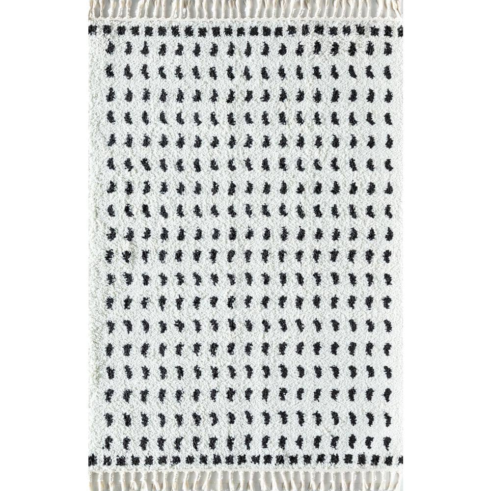 CosmoLiving by Cosmopolitan Calm Creation Dots Modern White 5 ft. x 7 ft. Area Rug