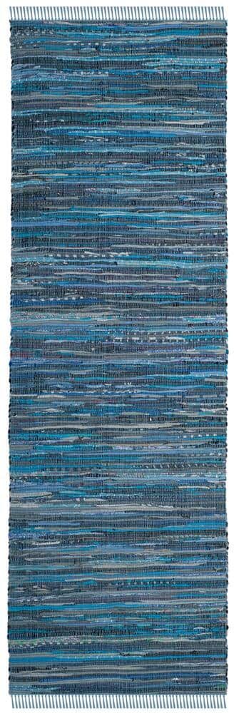 SAFAVIEH Rag Rug Blue/Multi 2 ft. x 5 ft. Striped Speckled Runner Rug