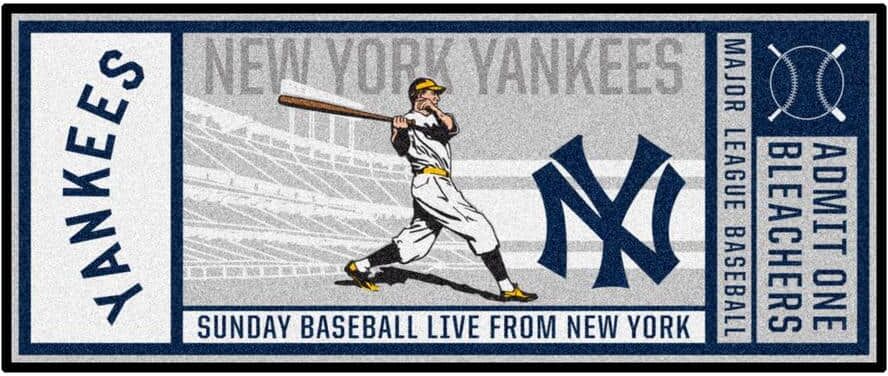 FANMATS New York Yankees Gray 2 ft. 6 in. x 6 ft. Ticket Runner Rug