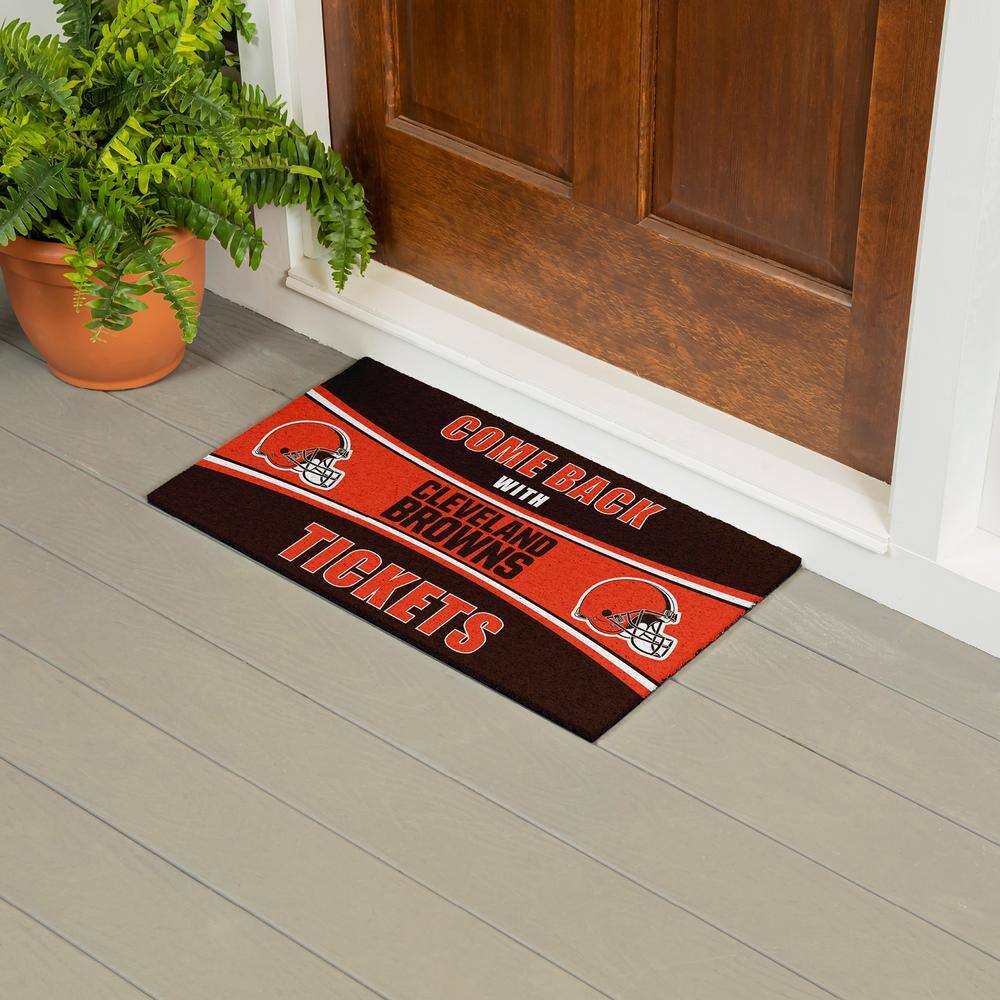 Evergreen Cleveland Browns 28 in. x 16 in. PVC "Come Back With Tickets" Trapper Door Mat