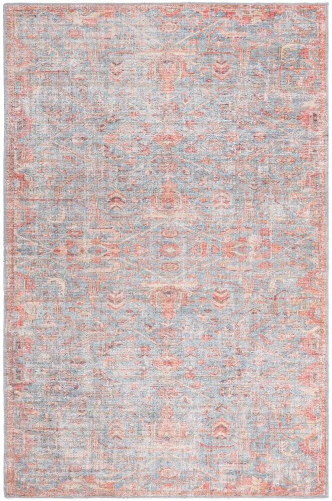 Unique Nostalgia Olivia Antique Blue 6 ft. x 9 ft. Machine Washable Area Rug