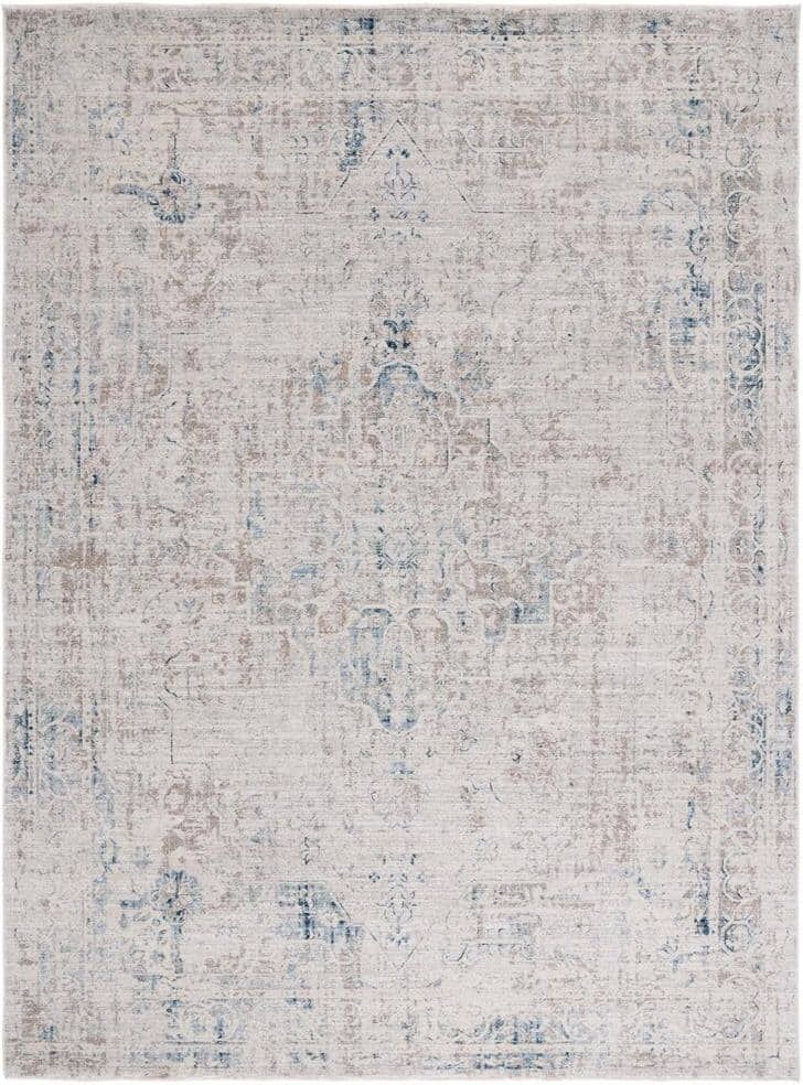 SAFAVIEH Antique Patina Gray/Blue 9 ft. x 12 ft. Border Distressed Marle Area Rug