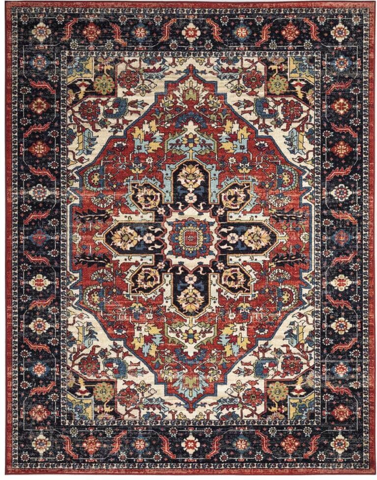 Concord Global Trading Eden Collection Antique Medallion Rust 5 ft. x 7 ft. Machine Washable Traditional Indoor Area Rug