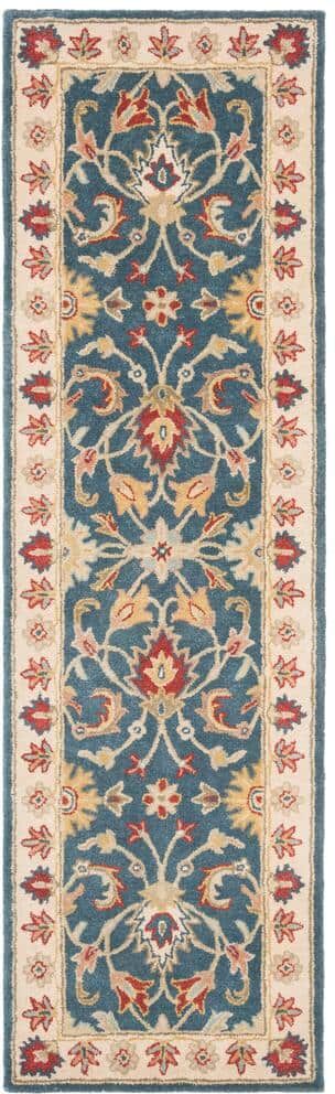 SAFAVIEH Antiquity Blue/Beige 2 ft. x 8 ft. Border Antique Runner Rug