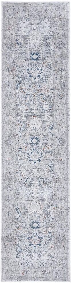 SAFAVIEH Craft Gray/Blue 2 ft. x 9 ft. Distressed Border Runner Rug