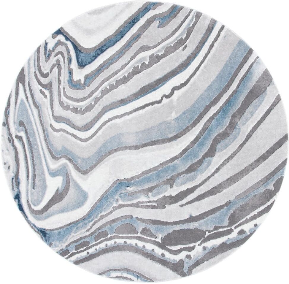 SAFAVIEH Craft Blue/Gray 7 ft. x 7 ft. Round Abstract Area Rug