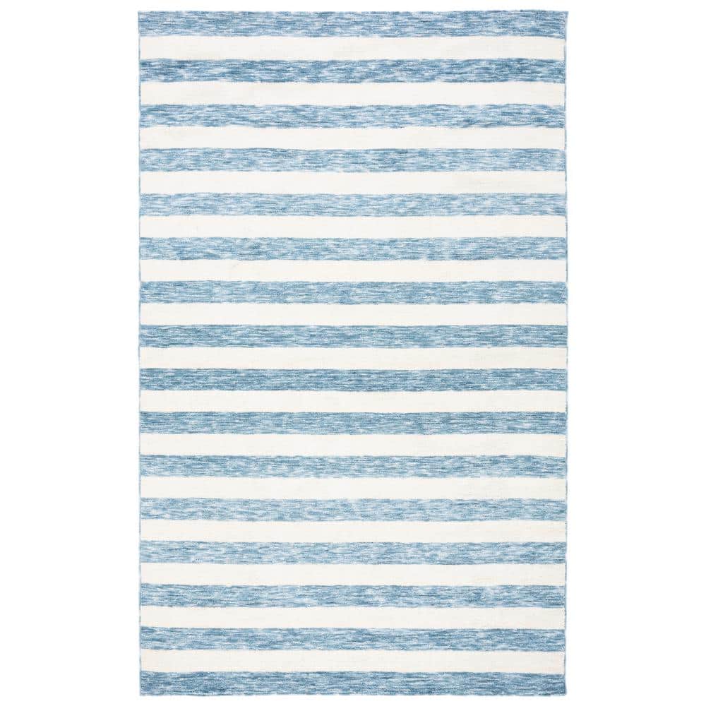 SAFAVIEH Easy Care Light Blue/Ivory 3 ft. x 5 ft. Machine Washable Striped Abstract Area Rug