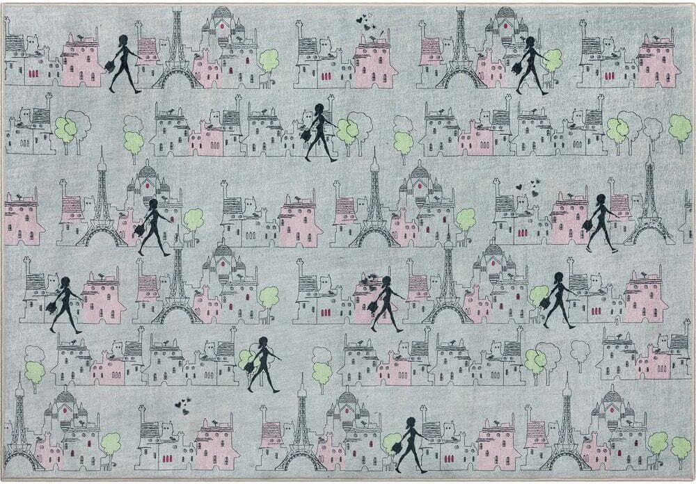 Well Woven Miraculous Ladybug Walking In Paris Grey 5 ft. x 7 ft. Area Rug