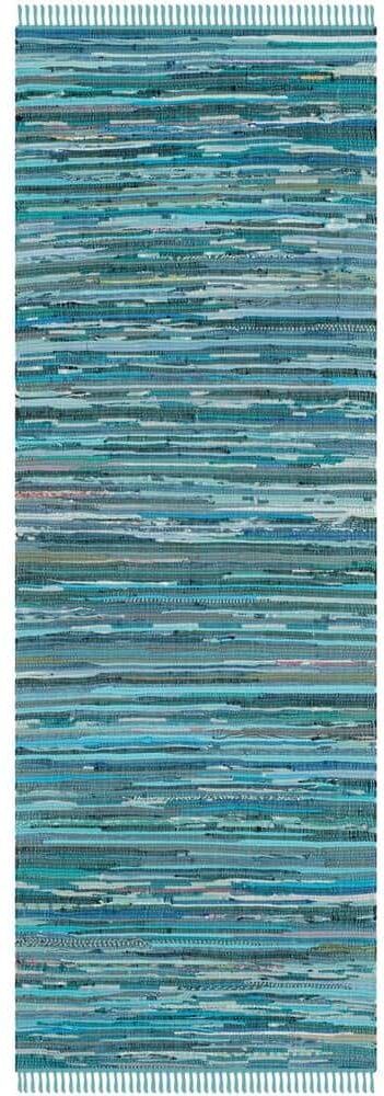 SAFAVIEH Rag Rug Blue/Multi 2 ft. x 8 ft. Gradient Striped Runner Rug