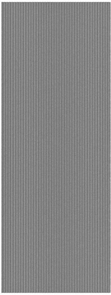 Sweet Home Stores Ribbed Waterproof Non-Slip Rubberback Solid Runner Rug 2 ft. 7 in. x 15 ft. Gray Polyester Garage Flooring