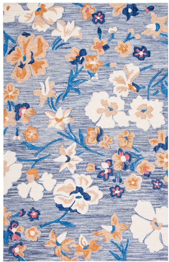 SAFAVIEH Jardin Blue/Ivory 4 ft. x 6 ft. Floral Gradient Area Rug